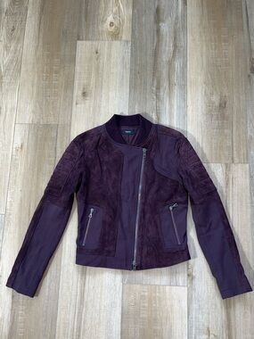 Theory Women’s Lamb Leather Combo Asymmetrical Zipper Moto Jacket Size Medium